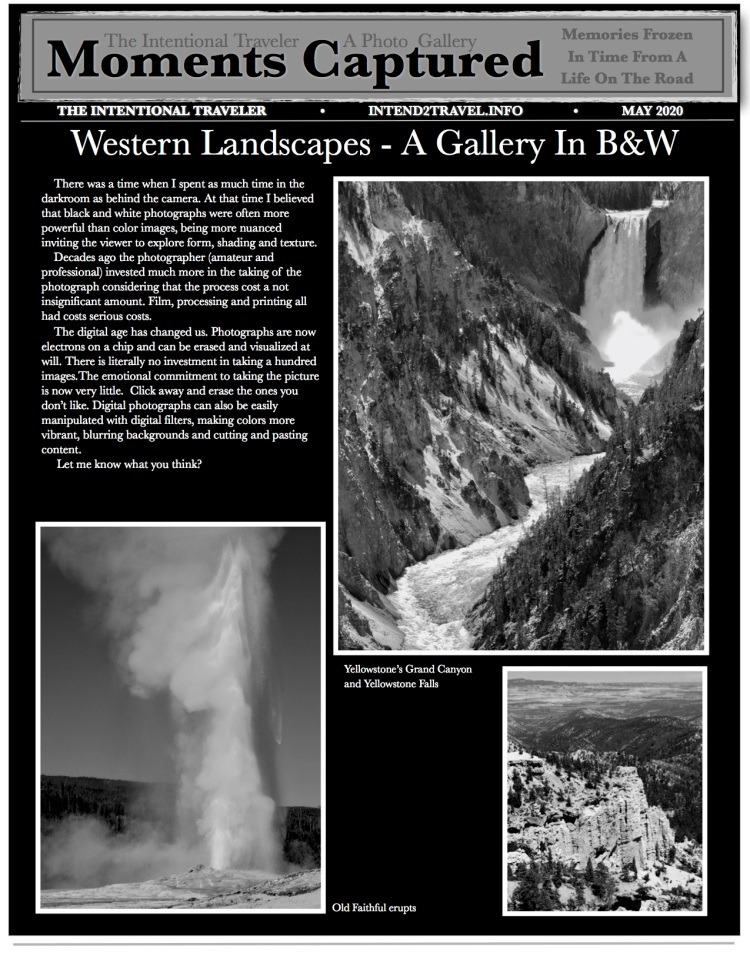 Black and white gallery of western U.S. landscapes.